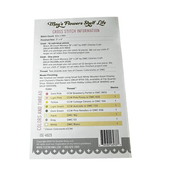 May Flowers Shelf Life Cross Stitch Pattern Kit NEW Its Sew Emma Monthly Jar - Picture 3 of 3